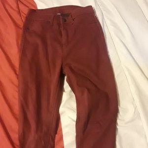 maroon jeans
